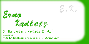 erno kadletz business card